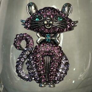 Rachel Zoe set of 2 rhinestone embellished cat bling stemless wine glasses New